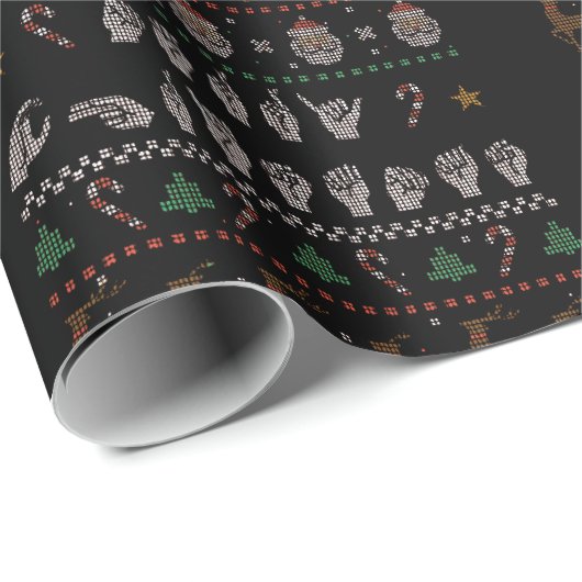 Frohe Weihnachten - ASL American Sign Language II Geschenkpapier (Rolleneckpunkt)