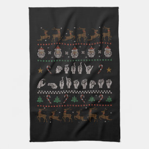 Frohe Weihnachten - ASL American Sign Language II Geschirrtuch