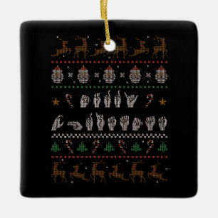 Frohe Weihnachten - ASL American Sign Language II Keramikornament