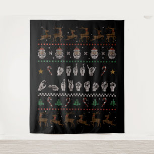 Frohe Weihnachten - ASL American Sign Language II Wandteppich