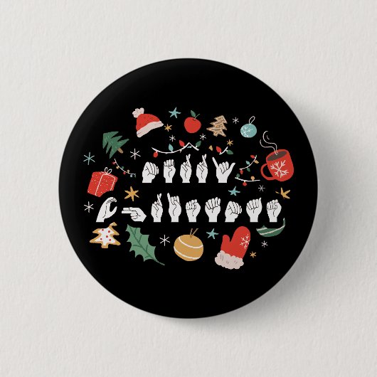 Frohe Weihnachten - ASL American Sign Language III Button (Vorderseite)
