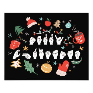 Frohe Weihnachten - ASL American Sign Language III Fotodruck
