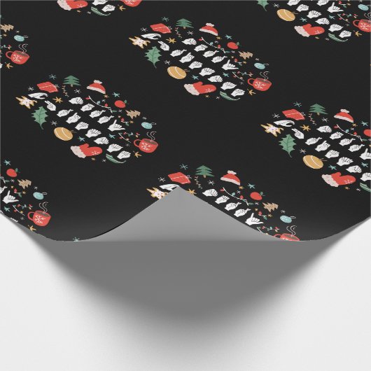 Frohe Weihnachten - ASL American Sign Language III Geschenkpapier (Ecke)