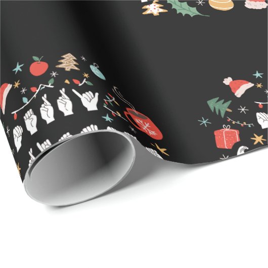 Frohe Weihnachten - ASL American Sign Language III Geschenkpapier (Rolleneckpunkt)