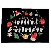 Frohe Weihnachten - ASL American Sign Language III Große Geschenktüte (Rückseite)