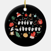 Frohe Weihnachten - ASL American Sign Language III Keramik Ornament (Hinten)