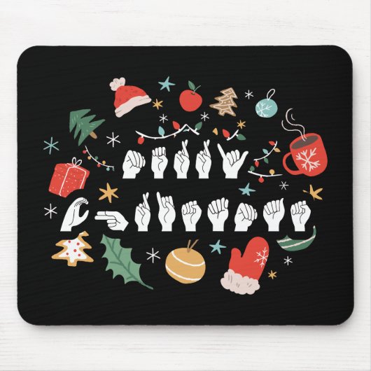 Frohe Weihnachten - ASL American Sign Language III Mousepad (Vorne)
