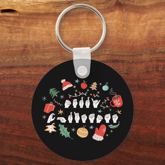 Frohe Weihnachten - ASL American Sign Language III Schlüsselanhänger (Rückseite)