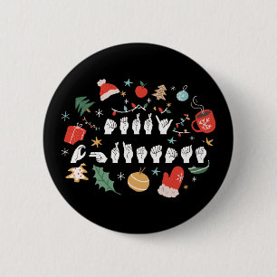 Frohe Weihnachten - ASL Amerikanische Gebärdenspra Button