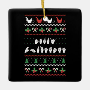 Frohe Weihnachten - ASL Amerikanische Gebärdenspra Keramikornament