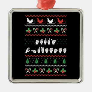 Frohe Weihnachten - ASL Amerikanische Gebärdenspra Ornament Aus Metall