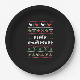 Frohe Weihnachten - ASL Amerikanische Gebärdenspra Pappteller
