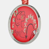 Frohe Weihnachten ASL Silbernes Ornament (Links)