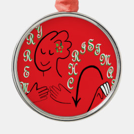 Frohe Weihnachten ASL Silbernes Ornament
