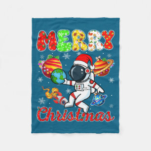 Frohe Weihnachten Astronaut Santa Hut Schneeflocke Fleecedecke