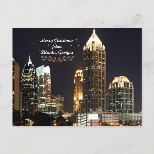 "Frohe Weihnachten", Atlanta, Georgia Skyline Postkarte (Vorderseite)