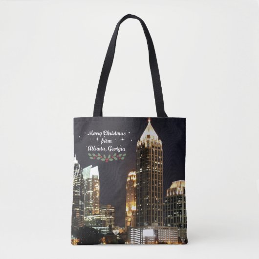 Frohe Weihnachten, Atlanta, Georgia Skyline Tasche (Vorderseite)