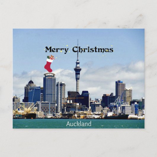 Frohe Weihnachten! Auckland Skyline, Postkarte (Vorderseite)