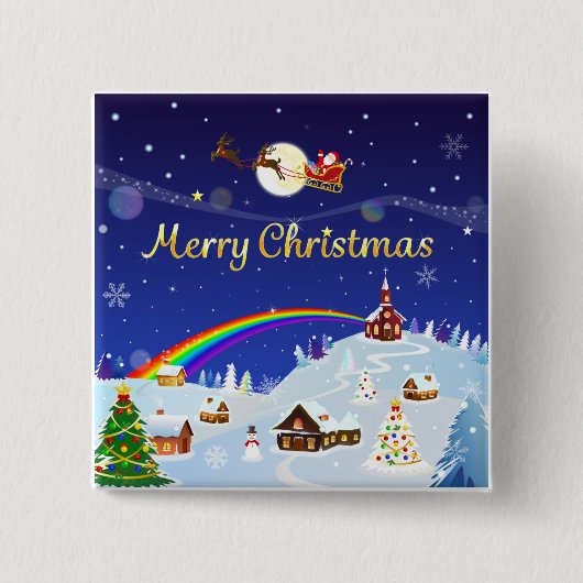 Frohe Weihnachten auf dem Vollmond Button (Vorderseite)