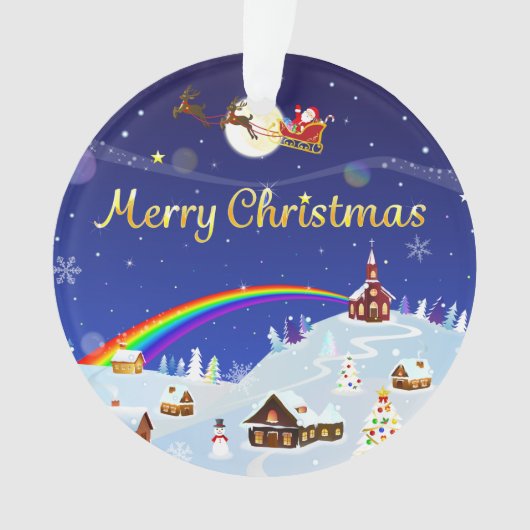 Frohe Weihnachten auf dem Vollmond Ornament (Vorderseite)