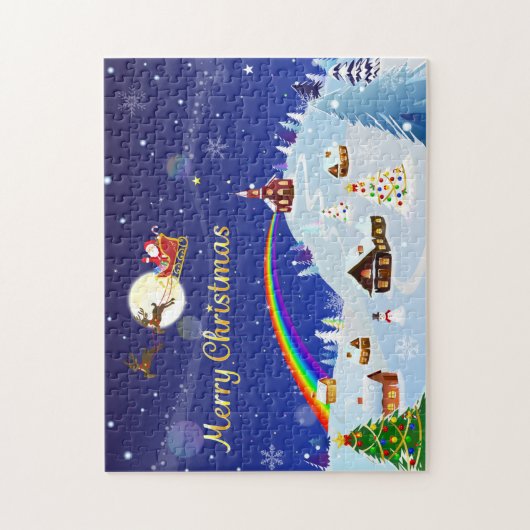 Frohe Weihnachten auf dem Vollmond Puzzle (Vertikal)