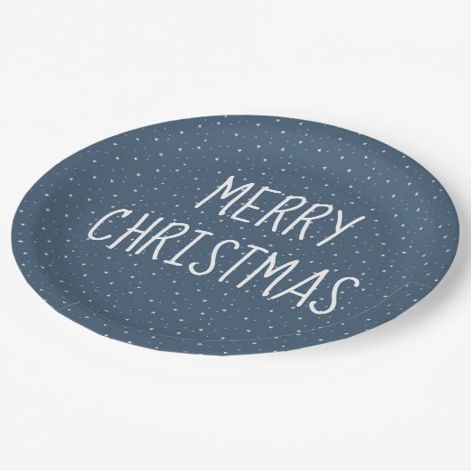 Frohe Weihnachten auf den Sternen Pappteller (Schrägansicht)