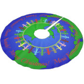 Frohe Weihnachten auf der ganzen Welt Polyester Weihnachtsbaumdecke (Schrägansicht)