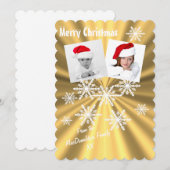 Frohe Weihnachten auf Gold mit Schneeflocken (Vorne/Hinten)