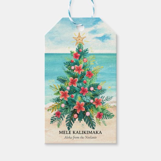 Frohe Weihnachten auf Hawaii Tropischer Strand Pal Geschenkanhänger (Vorderseite)