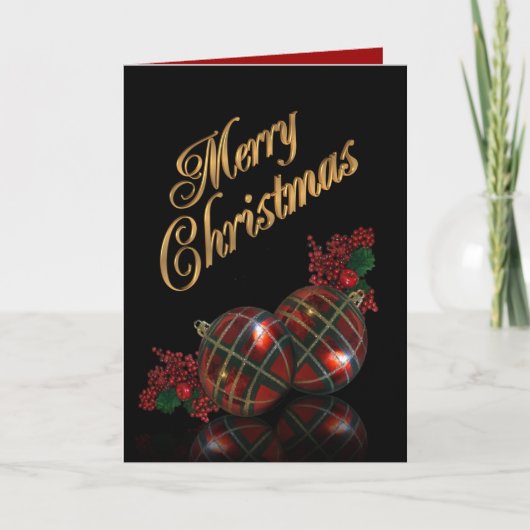 Frohe Weihnachten auf schwarz mit Foto innen (Vorderseite)