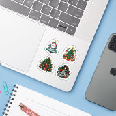 Frohe Weihnachten Aufkleber (Laptop mit iPhone)