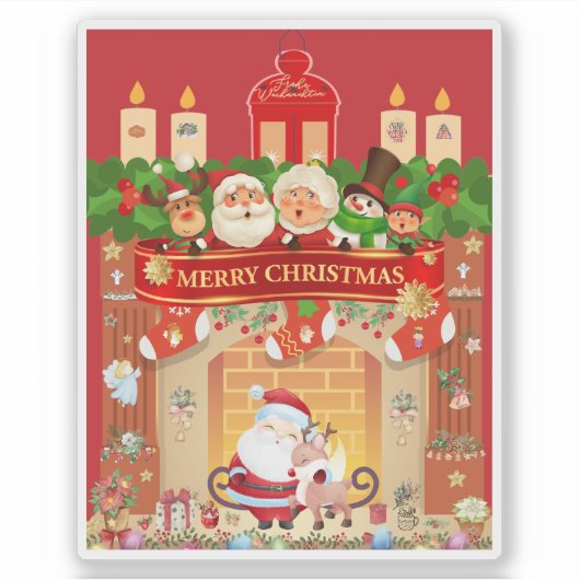 Frohe Weihnachten  Aufkleber (Vorderseite)