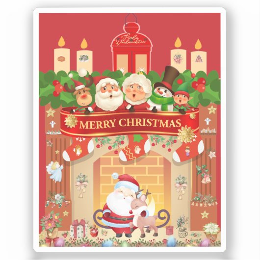 Frohe Weihnachten Aufkleber (Vorderseite)