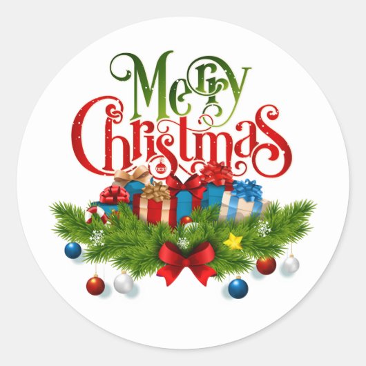 Frohe Weihnachten Aufkleber – Festliche Geschenke (Vorderseite)