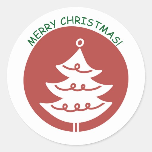 FROHE WEIHNACHTEN AUFKLEBER ROTE WEIHNACHTSBAUM (Vorderseite)
