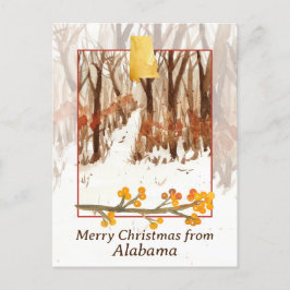 Frohe Weihnachten aus Alabama Bäumen Winterschnee.
