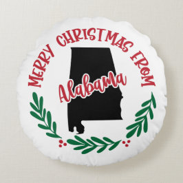 Frohe Weihnachten aus Alabama US Red Green White Rundes Kissen