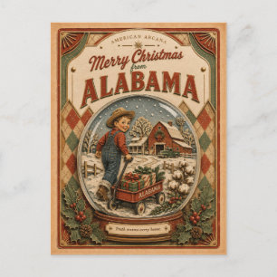 Frohe Weihnachten aus Alabama Vintage-Schneekugel