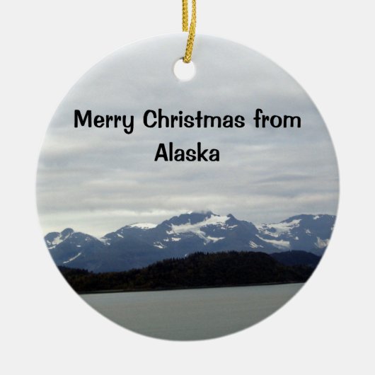 Frohe Weihnachten aus Alaska Keramikornament (Vorne)