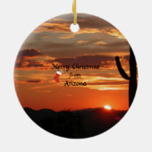 Frohe Weihnachten aus Arizona Keramik Ornament (Hinten)