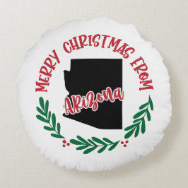Frohe Weihnachten aus Arizona Red Green Rundes Kissen