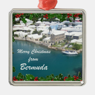 Frohe Weihnachten aus Bermuda Silbernes Ornament