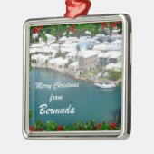 Frohe Weihnachten aus Bermuda Silbernes Ornament (Links)