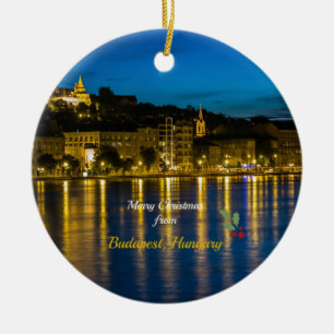 Frohe Weihnachten aus Budapest - Donau Fluss Ceram Keramik Ornament