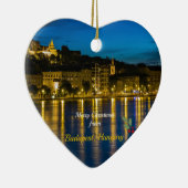 Frohe Weihnachten aus Budapest - Donau Fluss Keramik Ornament (Rechts)