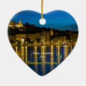 Frohe Weihnachten aus Budapest - Donau Fluss Keramik Ornament (Hinten)