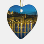 Frohe Weihnachten aus Budapest - Donau Fluss Keramik Ornament (Links)