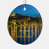 Frohe Weihnachten aus Budapest - Donau Fluss Keramik Ornament (Links)