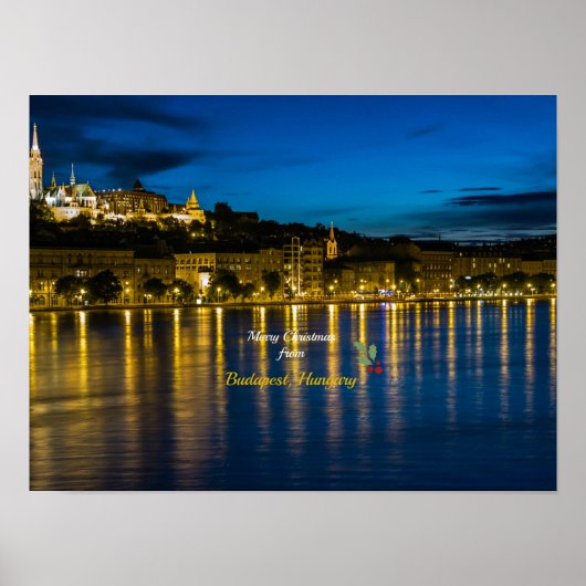 Frohe Weihnachten aus Budapest - Donau Fluss Poster (Vorne)