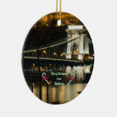 Frohe Weihnachten aus Budapest Keramik Ornament (Rechts)